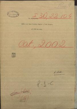 Oficio de Juan Esteban Duarte, jefe de urbanos de Ibicui, al Ministro de Relaciones Exteriores del Paraguay, Jose Berges.