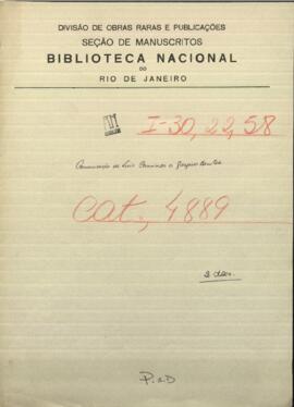 Comunicación de Luis Caminos, Encargado del Ministerio de Relaciones Exteriores al Ministro, Gregorio Benítez.