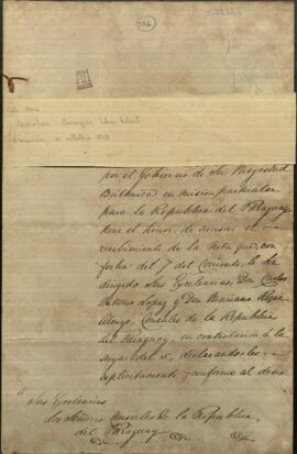 Oficio de Georges John Robert Gordon, a los cónsules de Paraguay, diciendo que están informados de los términos de la nota diplomática.