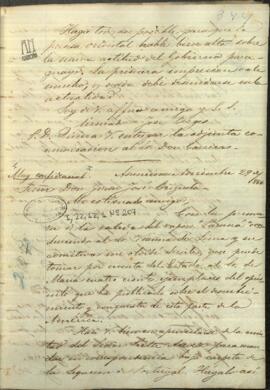 Carta de Jose Berges, Ministro de Relaciones Exteriores de Paraguay, con nota de muy confidencial a Juan Jose Brizuela.