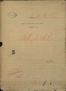 Carta de Paulino Alen  a Luis Camino, comunicando que el Gral. Wencealo Robles, recibió una carta sobre fuerzas enemigas.