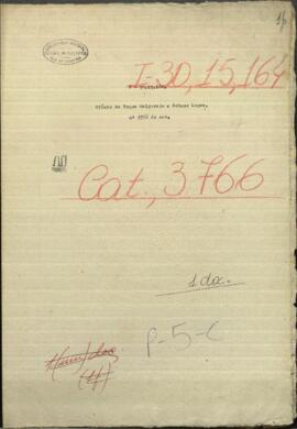 Oficio de Roque Melgarejo a Francisco Solano López, Pdte. de Paraguay.