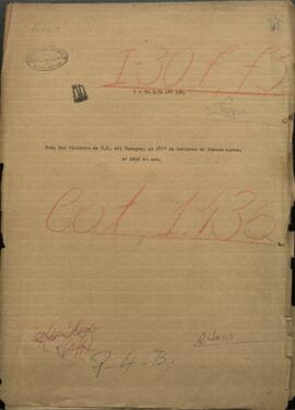 Nota del Ministro de R. E. de la República del Paraguay al Señor Ministro de Gobierno del Estado de Buenos Aires.