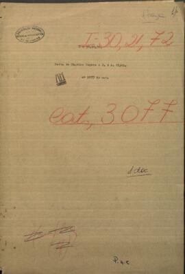 Carta de Charles Rogers a J. y A. Blyth, ofreciendo sus servicios al Gobierno paraguayo.