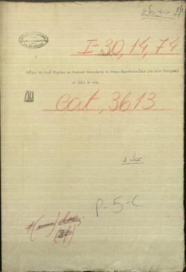 Oficio del Comandante de Guarnición de Mangava, Jose Fleytas al Coronel Comandante de Fuerza Expedicionaria.