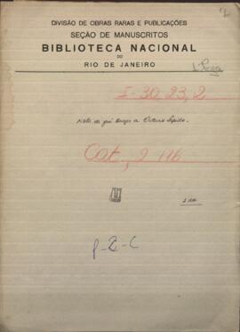 Nota de Jose Berges, Ministro de Relaciones Exteriores de Paraguay a Octavio Lapido, Ministro Plenipotenciario de Uruguay.