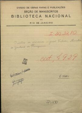 Cartas de diversos a José Falcón, Ministro de Gobierno de Paraguay.