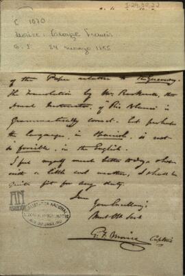 Carta de George Francis Morice, al General Francisco Solano López.
