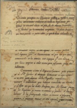 Oficio de Carlos Antonio López y Mariano Roque Alonso a Georges John Robert Gordon, protestando contra la vacunación anti- viruelica.