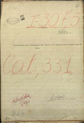 Reconocimiento de la independencia de la República del Paraguay por el gobierno de Chile.