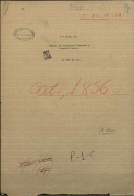 Oficio del Comandante, Pantaleon Balmaceda dirigida al Ministro de Guerra y Marina de Paraguay Venancio López.