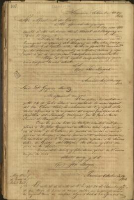 Carta de José Berges, Ministro de Relaciones Exteriores de Paraguay a Gregorio Benitez, Secretario de Paraguay en París.