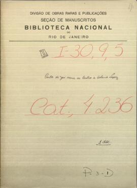 Carta de Jose María Castro, Pdte. de Costa Rica a Francisco S. López, Pdte. de Paraguay.