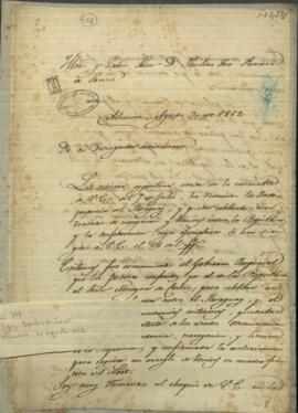 Oficio del Ministro de Relaciones Exteriores de la Confederación Argentina, Luis José de la Peña a Santiago Derqui.