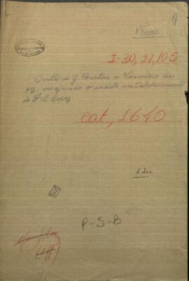 Carta de G. Barton a Venancio López, Ministro de Guerra y Marina del Paraguay.