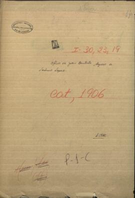 Oficio del Comandante de guarnición de Bella Vísta, Juan Bautista Aguero al Ministro de Guerra y Marina de Paraguay, Venancio López.