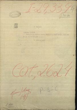 Carta de Don Candido Bareiro, a Jose Berges, Ministro de Relaciones Exteriores de Paraguay.