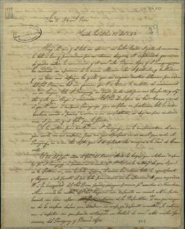 Carta de Francisco Lizardo Garayo a Manuel Peña, rogándoles recursos para regresar al Paraguay porque estaba impedido por culpa del bloqueo de Corrientes.