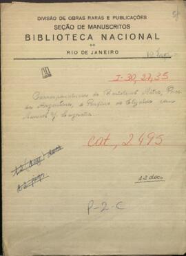 Correspondencia de Bartolomé Mitre, Presidente de Argentina, y Rufino de Elizalde, Ministro de ese país.