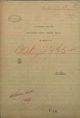 Carta del Ing. inglés, Henry Nichols, al Ministro de Guerra de Paraguay, Venancio López, ofreciendo sus servicios.