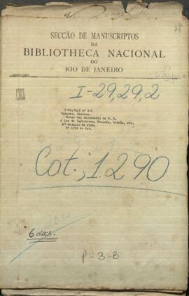 Notas del Ministerio de Relac. Exteriores a los de Inglaterra, Francia, Cerdeña, Estados Unidos, Confederación Argentina, Rca. Oriental del Uruguay