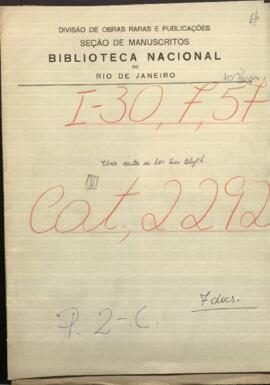 Una carta de los Señores Blyth, refiriéndose al probable naufragio del Admiral Hamlin, cargado con materiales para el ferrocarril de Villa Rica.