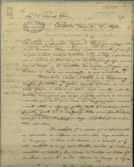 Carta de Pablo Luis Calcena y Echeverría a Manuel Peña, diciendo ser ciudadano paraguayo y formado en medicina, pretendía acceder a la profesión en Paraguay.