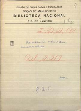 Carta de Francisco Solano López, Presidente de la República del Paraguay, al Coronel Pereira, Comandante de Villa Rica.