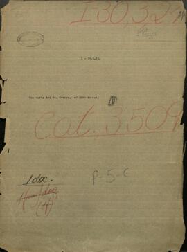 Una carta del Señor Antonio Crespo dirigida a Jose Berges, Mtro. de Relaciones Exteriores de Paraguay.