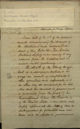 Carta de Charles Washburn a Francisco Sánchez, sobre la muerte de Carlos A. López.