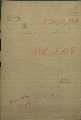 Inventario que yo el infrascrito alferes 1° de Marina y el Sargento de Marina, Jose Lugo, formamos de orden verbal.
