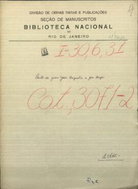 Carta de Juan Jose Brizuela, Cónsul de Paraguay en Montevideo, dirigida a Jose Berges Ministro de Relaciones Exteriores de Paraguay.