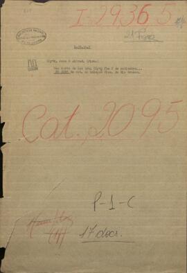 Una carta de los Sres Blyth fecha 8 de setiembre, dirigidas al Coronel Venancio López, Ministro de Guerra y Marina de Paraguay.