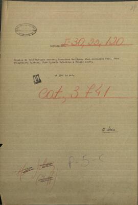 Oficios de dos empleados públicos de Villa Rica, Jose Mariano Benitez, Francisco Martínez, Juan Asunción Roas, entre otros al Pdte. Francisco Solano López.