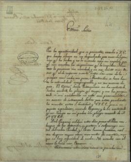 Carta de Manuel Peña enviado de Paraguay junto al gobierno de Buenos Aires al Primer cónsul de Paraguay.