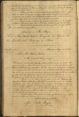 Carta confidencial de José Berges, Ministro de las Relaciones Exteriores de Paraguay a Carlos Calvo.