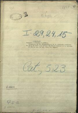 Inventario de los eventos de la  comprimida  comunidad de Jesús en 1848 y un informe del estado en ruinas de la iglesia.