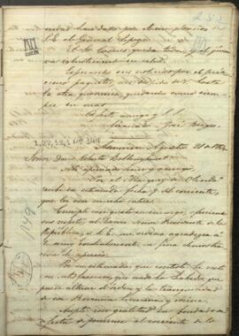 Carta de Jose Berges, Ministro de Relaciones Exteriores de Paraguay, a Robert Billinghurst.