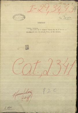 Una carta de D. Lorenzo Torres, a Jose Berges, Ministro de Relaciones Exteriores de Paraguay.