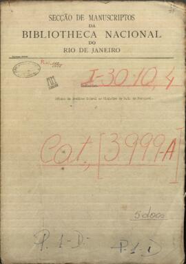 Oficio de Aventano Sayas, al Ministro de Relaciones Exteriores de Paraguay, Jose Berges.