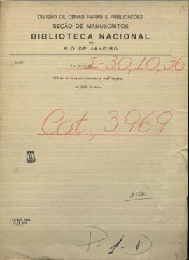 Oficio de Gregorio Benítez al Ministro de Relaciones Exteriores de Paraguay, Jose Berges.