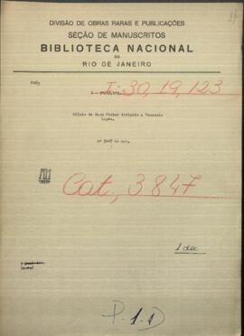 Oficio de Hans Fish, Ingeniero jefe de Linea Telegráfica, dirigido al Mtro. de Guerra y Marina de Paraguay, Venancio López.