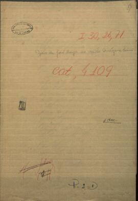 Oficio de Jose Berges. Mtro. de Relaciones Exteriores de Paraguay en misión en Corrientes, al Capitán Aristofane Caimi.