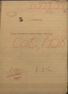 Una nota de Mr. Charles Washburn, acompañando una copia del discurso que pronunció al presentar su credencial.