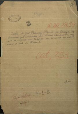 Carta de José Thomas Nabuco de Araujo, declarando que concuerda con Lord Clarendon, en que se refiere al tráfico de esclavos.