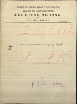 Una carta confidencial de D. Juan J. Brizuela, dirigida a Jose Berges, Ministro de Relaciones Exteriores de Paraguay.