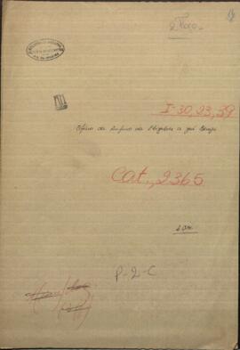 Oficio del Ministro de Relaciones Exteriores de Argentina, Rufino de Elizalde, al Ministro de igual clase de Paraguay, Jose Berges.