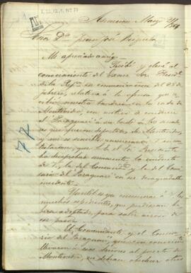 Carta de Jose Berges, Ministro de Relaciones Exteriores de Paraguay, a Juan Jose Brizuela, sobre incidentes del navío paraguayo Paraguari.