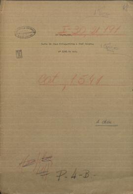 Carta de Juan Antonio de la Cruz Estigarribia a José Berges, solicitando que auxiliase a su hermano que partía con un encargo.