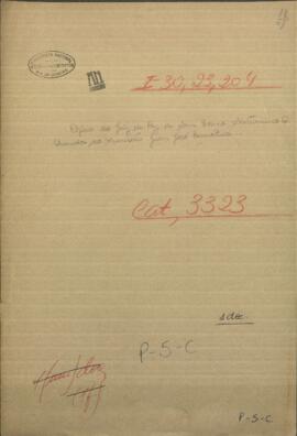 Oficio de Juez de Paz en San Cosme, Saturnino A. Aranda, al Ministro de Corrientes, Juan Jose Camelino.